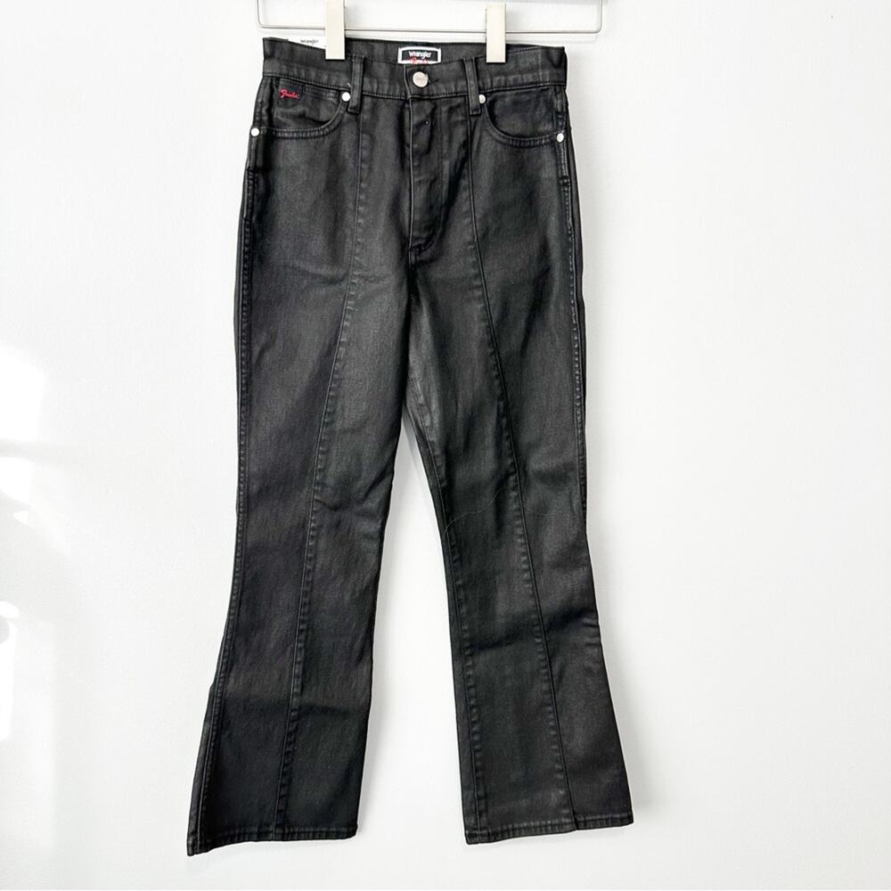 Wrangler X Fender WROCK high rise kick flare jeans black denim size 26 NWT new